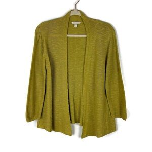 Eileen Fisher Organic Linen Cotton Open Front Cardigan Sweater in Yellow